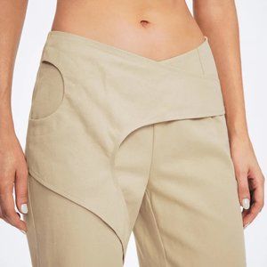 SOLADO Low Waist Asymmetrical Design Solid Straight Pants